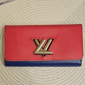 Louis Vuitton Pink and Blue Twist Lock Leather Wallet